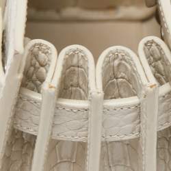 Saint Laurent White Croc Leather Nano Classic Sac De Jour Tote