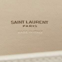 Saint Laurent White Croc Leather Nano Classic Sac De Jour Tote