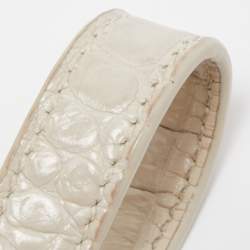 Saint Laurent White Croc Leather Nano Classic Sac De Jour Tote