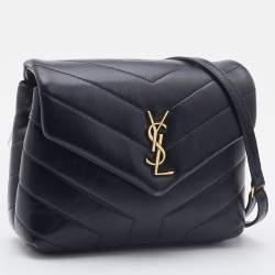 Saint Laurent Black Quilted Leather Toy Loulou Crossbody Bag