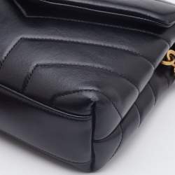 Saint Laurent Black Quilted Leather Toy Loulou Crossbody Bag