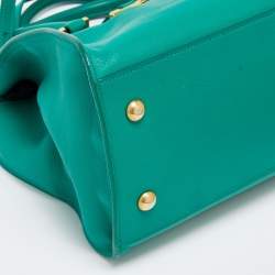 Saint Laurent Green Leather Small Cabas Chyc Satchel