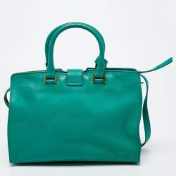 Saint Laurent Green Leather Small Cabas Chyc Satchel