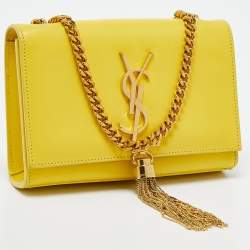 Saint Laurent Yellow Leather Small Monogram Kate Chain Bag