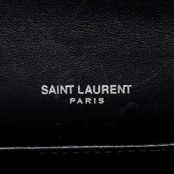 Saint Laurent Black Croc Embossed Leather Uptown Wallet on Chain