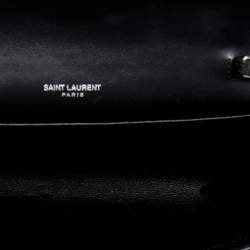Saint Laurent Black Croc Embossed Leather Uptown Wallet on Chain