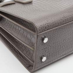 Saint Laurent Grey Croc Leather Baby Classic Sac De Jour Tote
