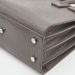 Saint Laurent Grey Croc Leather Baby Classic Sac De Jour Tote