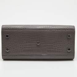 Saint Laurent Grey Croc Leather Baby Classic Sac De Jour Tote