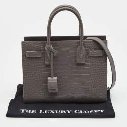 Saint Laurent Grey Croc Leather Baby Classic Sac De Jour Tote