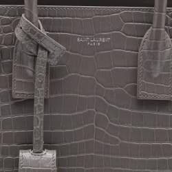 Saint Laurent Grey Croc Leather Baby Classic Sac De Jour Tote