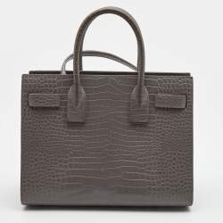 Saint Laurent Grey Croc Leather Baby Classic Sac De Jour Tote