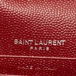 Saint Laurent Red Matelassé Leather Cassandre Wallet on Chain