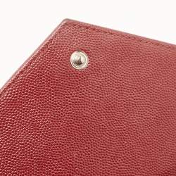 Saint Laurent Red Matelassé Leather Cassandre Wallet on Chain