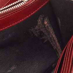Saint Laurent Red Matelassé Leather Cassandre Wallet on Chain
