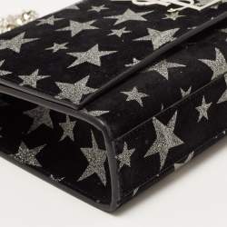 Pre Owned Saint Laurent Black/Silver Suede Medium Kate Star Shoulder Bag