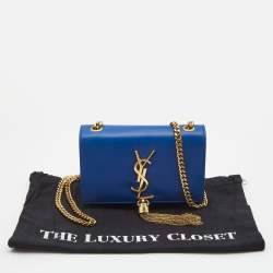 Pre Owned Saint Laurent Blue Leather Small Kate Tassel Crossbody Bag