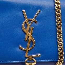 Pre Owned Saint Laurent Blue Leather Small Kate Tassel Crossbody Bag