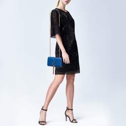 Pre Owned Saint Laurent Blue Leather Small Kate Tassel Crossbody Bag