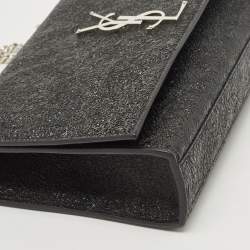 Pre Owned Saint Laurent Black Crinkled Leather Medium Kate Shoulder Bag