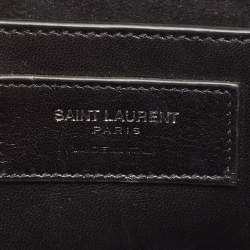 Pre Owned Saint Laurent Black Crinkled Leather Medium Kate Shoulder Bag