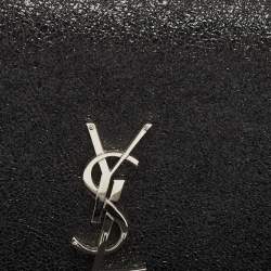 Pre Owned Saint Laurent Black Crinkled Leather Medium Kate Shoulder Bag