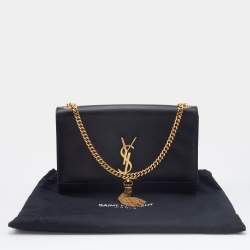 Pre Owned Saint Laurent Black Leather Medium Kate Tassel Shoulder Bag