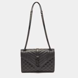 Saint Laurent Black Mix Matelasse Leather Medium Envelope Chain Shoulder Bag  Saint Laurent Paris