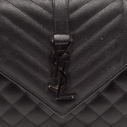 Saint Laurent Black Mix Matelasse Leather Medium Envelope Chain Shoulder Bag