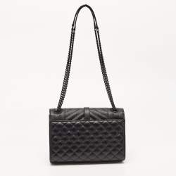 Saint Laurent Black Mix Matelasse Leather Medium Envelope Chain Shoulder Bag