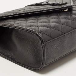 Saint Laurent Black Mix Matelasse Leather Medium Envelope Chain Shoulder Bag