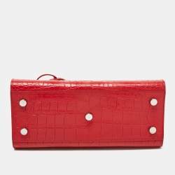 Pre Owned Saint Laurent Red Croc Embossed Leather Baby Classic Sac De Jour Tote