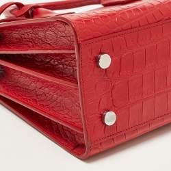 Pre Owned Saint Laurent Red Croc Embossed Leather Baby Classic Sac De Jour Tote