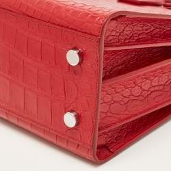 Pre Owned Saint Laurent Red Croc Embossed Leather Baby Classic Sac De Jour Tote