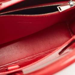 Pre Owned Saint Laurent Red Croc Embossed Leather Baby Classic Sac De Jour Tote