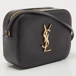 Pre Owned Saint Laurent Black Leather Classic Monogram Camera Bag
