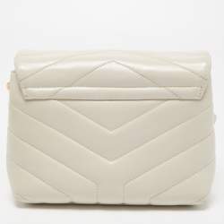 Pre Owned Saint Laurent Off-White Matelasse Leather Loulou Toy Shoulder Bag