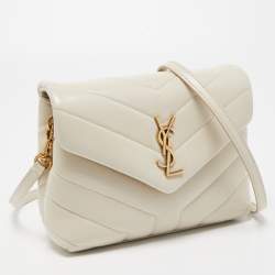 Pre Owned Saint Laurent Off-White Matelasse Leather Loulou Toy Shoulder Bag