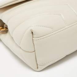 Pre Owned Saint Laurent Off-White Matelasse Leather Loulou Toy Shoulder Bag
