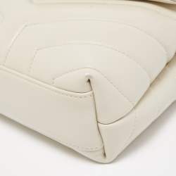 Pre Owned Saint Laurent Off-White Matelasse Leather Loulou Toy Shoulder Bag