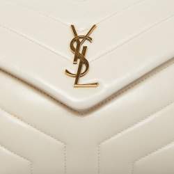 Pre Owned Saint Laurent Off-White Matelasse Leather Loulou Toy Shoulder Bag