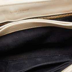 Pre Owned Saint Laurent Off-White Matelasse Leather Loulou Toy Shoulder Bag