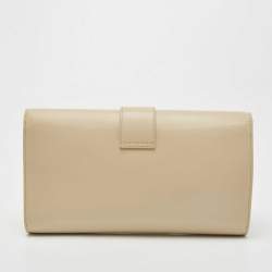 Pre Owned Saint Laurent Light Beige Leather Y-Ligne Clutch