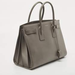 Pre Owned Saint Laurent Grey Leather Medium Sac De Jour Tote