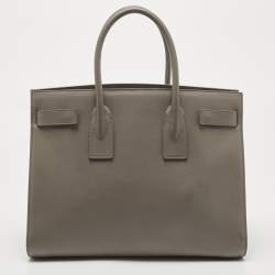 Pre Owned Saint Laurent Grey Leather Medium Sac De Jour Tote