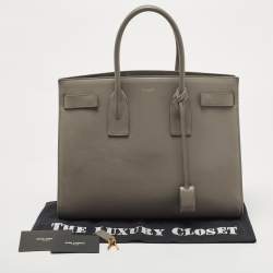 Pre Owned Saint Laurent Grey Leather Medium Sac De Jour Tote