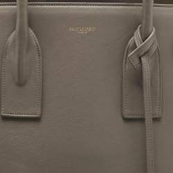Pre Owned Saint Laurent Grey Leather Medium Sac De Jour Tote