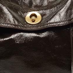 Pre Owned Yves Saint Laurent Burgundy Patent Leather Medium Muse Two Satchel