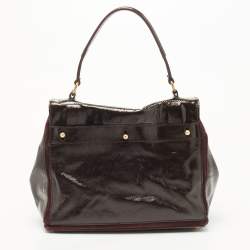 Pre Owned Yves Saint Laurent Burgundy Patent Leather Medium Muse Two Satchel