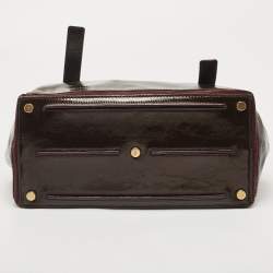 Pre Owned Yves Saint Laurent Burgundy Patent Leather Medium Muse Two Satchel